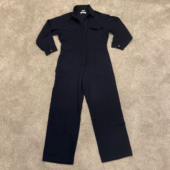 Rivet Utility Dynamo stretch organic cotton jumpsuit powerhouse navy blue NWOT - Picture 3 of 14